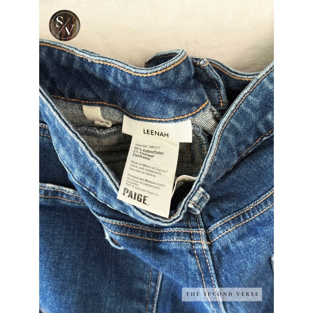 Paige  Leenah Womens 33 Waist High Rise Wide Leg Jeans Exposed Button Front - Picture 7 of 8
